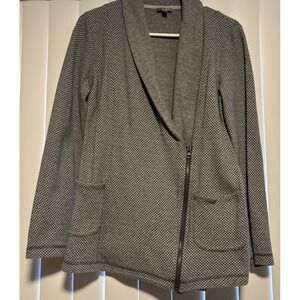 Talbots Gray Moto Cotton‎ Cardigan Sweater Size XS   EUC
